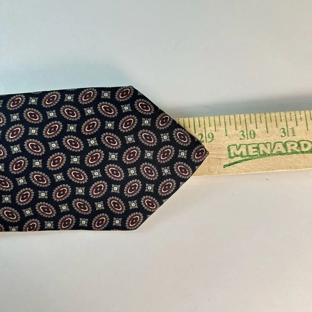 Jos. A. Bank Executive Collection Men’s Navy Gray Wine Geo Print 100% Silk Tie